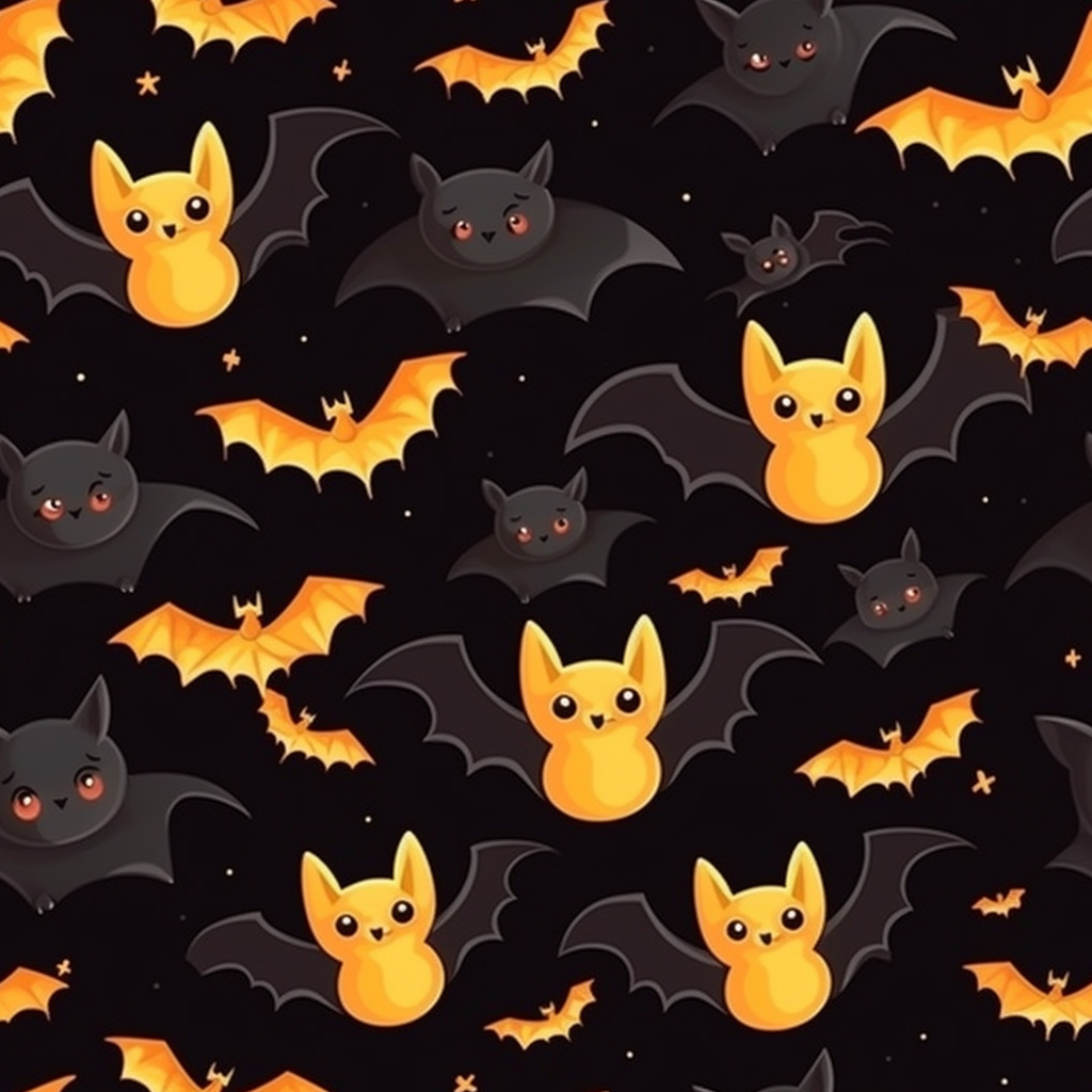 Cute Halloween Bats Seamless Background