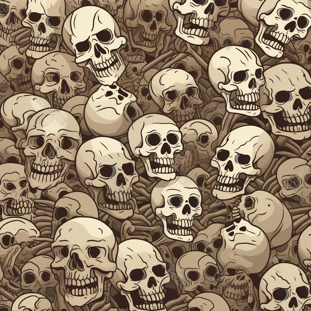 Sepia Skulls Seamless Background